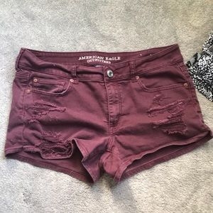 American eagle burgundy shortie shorts
